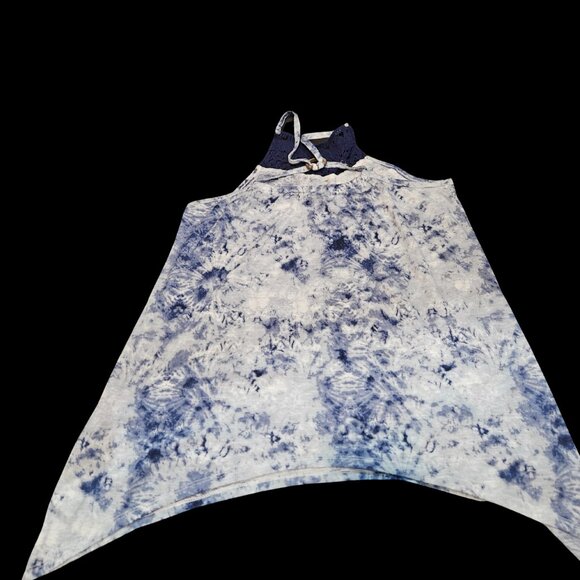 Almost Famous Women’s Blue Tie Dye Crochet Neck Tank Top Size Medium - Picture 3 of 5